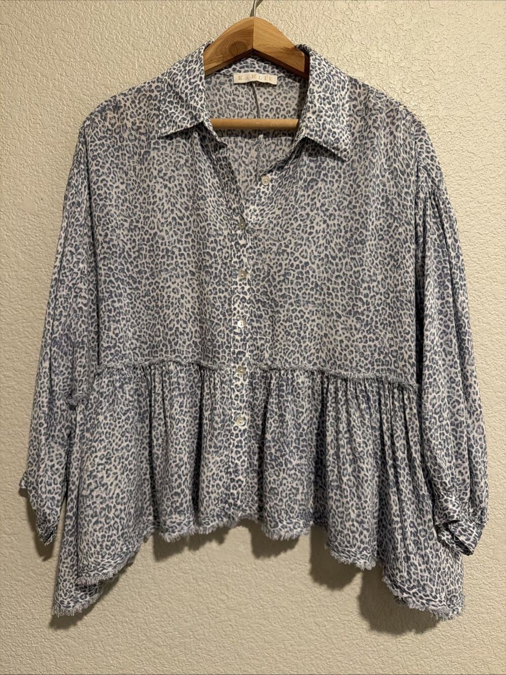 Karlie Top Boho Luxury Minimalist Trad Wife Feminine Romantic Animal Print Flowy
